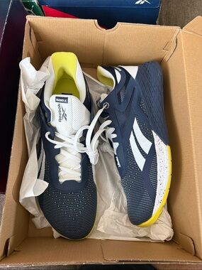 Reebok Navy White Yellow Nano X Athletic Shoes